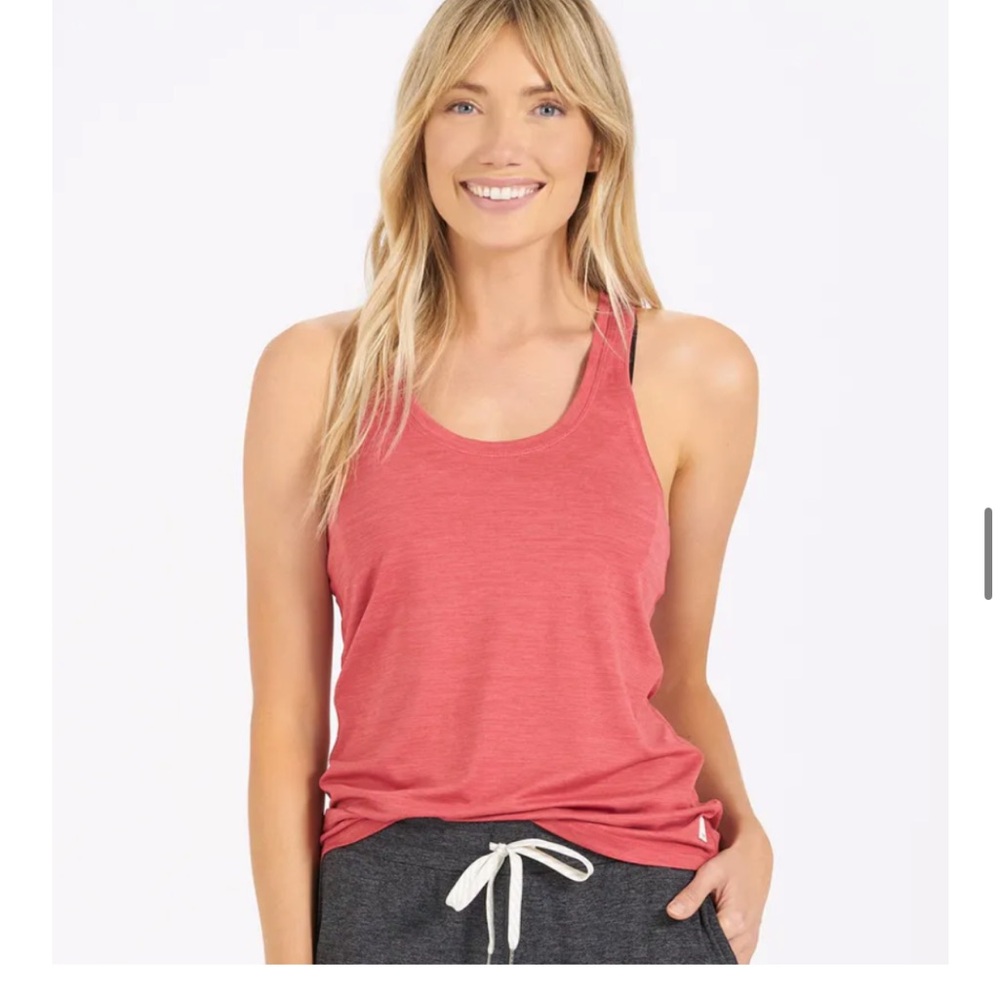 Vuori Lux Performance Tank Top Lychee Heather Size Small Racerback Burnt Orange